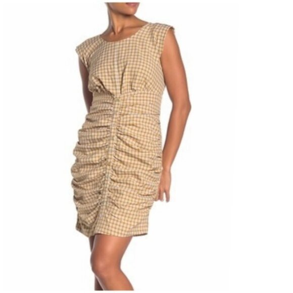 CODE X MODE Sleeveless Gingham Plaid Ruched Button Front Summer Mini Dress XS - Picture 10 of 11